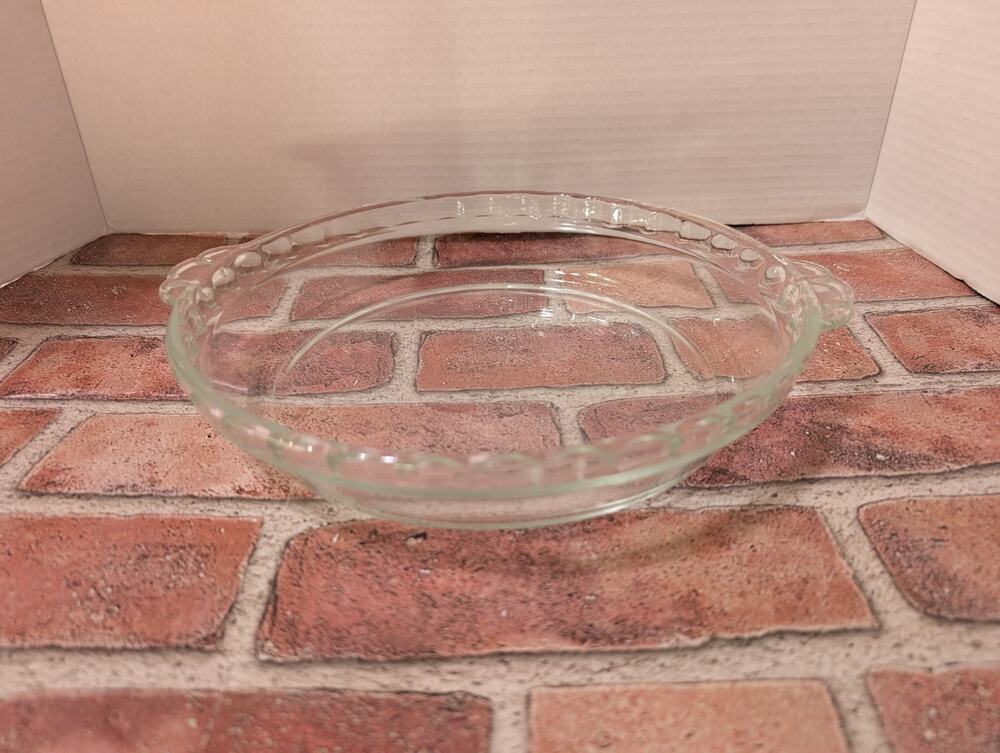 Vintage Clear Pyrex Pie Plate Scalloped Fluted Edge #229 H6 10 in Made in USA